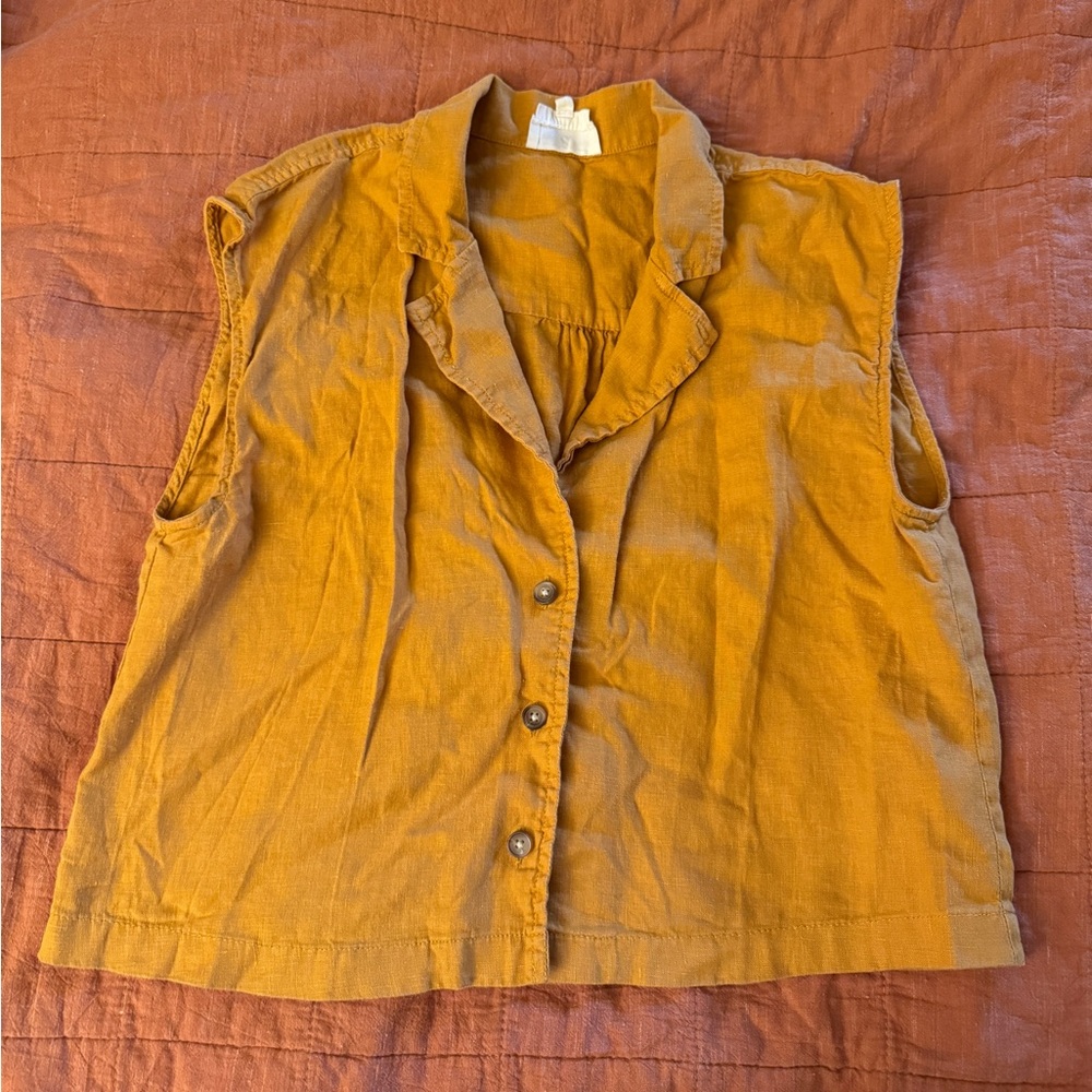 WS - 100% Linen Sleeveless Button Up